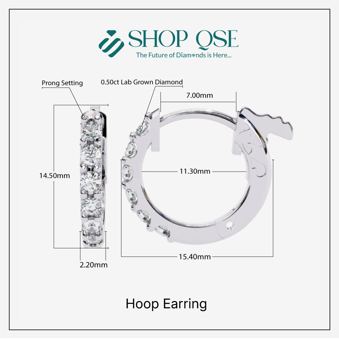 0.50CT Lab Grown Diamond Hoop Earrings