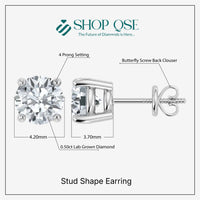 Pendientes con diamantes cultivados en laboratorio de 0,50 ct