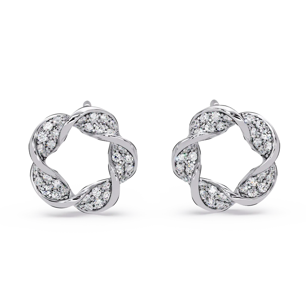 1 Carat Lab Grown Diamond Twisted Floral Earrings