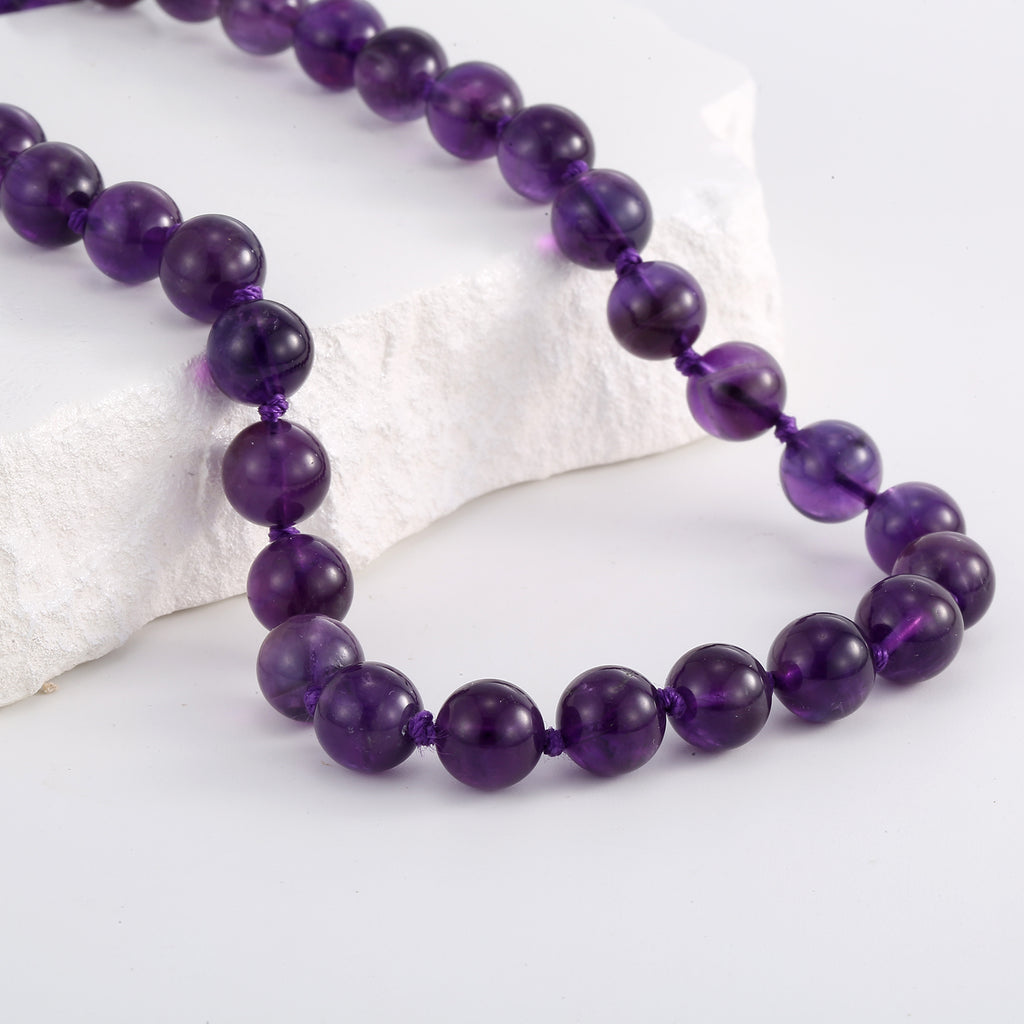 300ct Amethyst 20'' Necklace with 10mm Round Beads