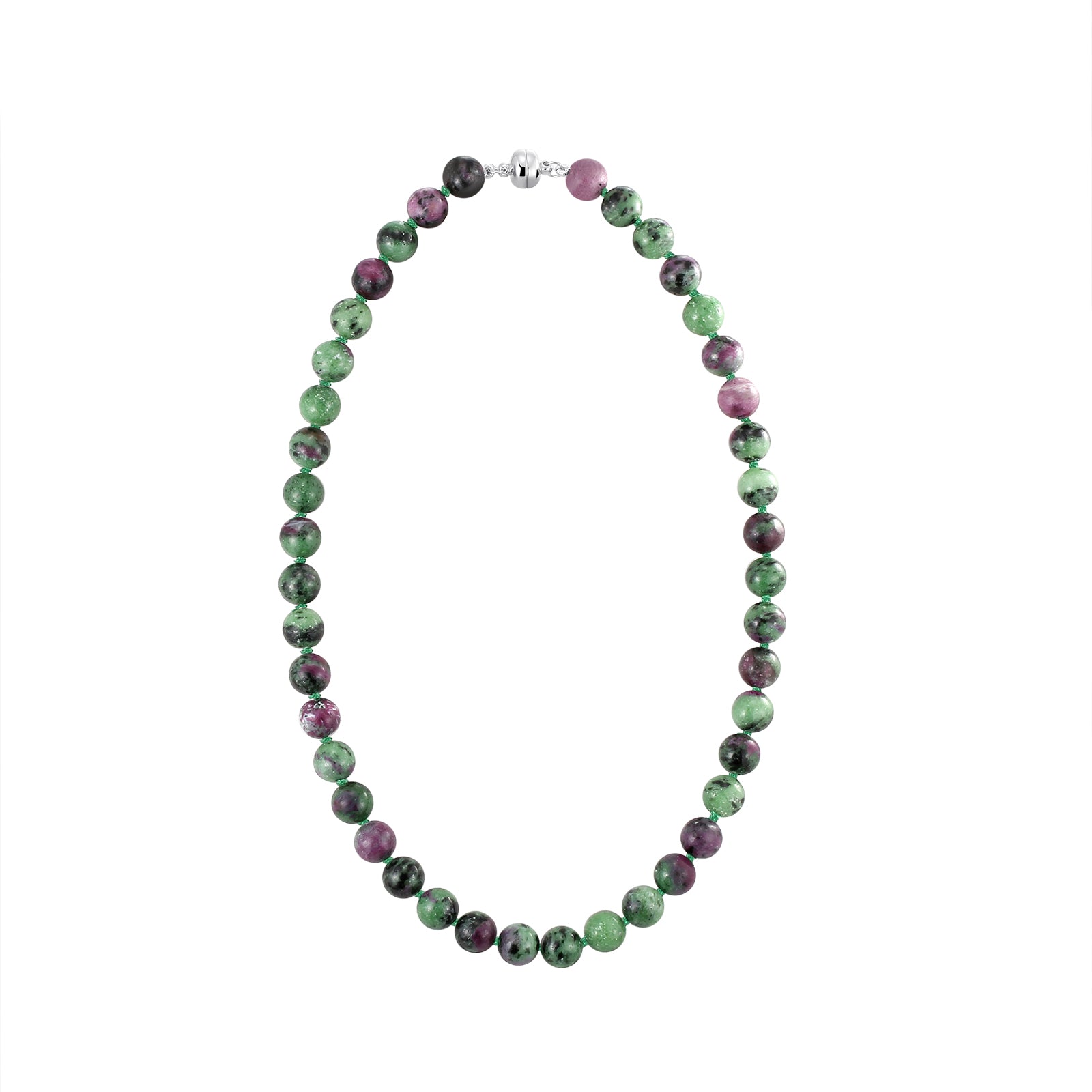 420ct Ruby Zoisite 20'' Necklace with 10mm Round Beads