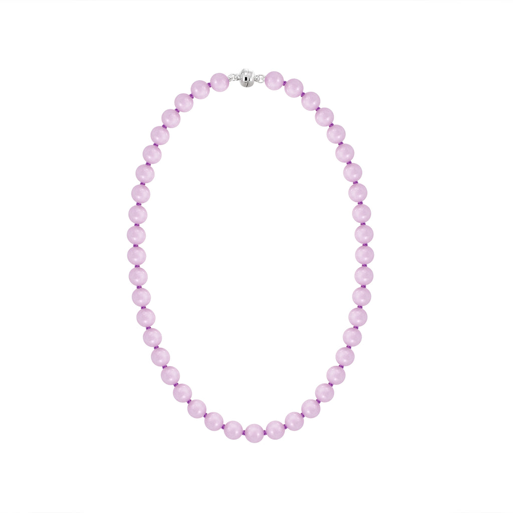 Collar de 20'' de kunzita de 350 ct con cuentas redondas de 10 mm