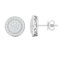 0.50 Carat Lab Grown Diamond Round Cluster Halo Earrings