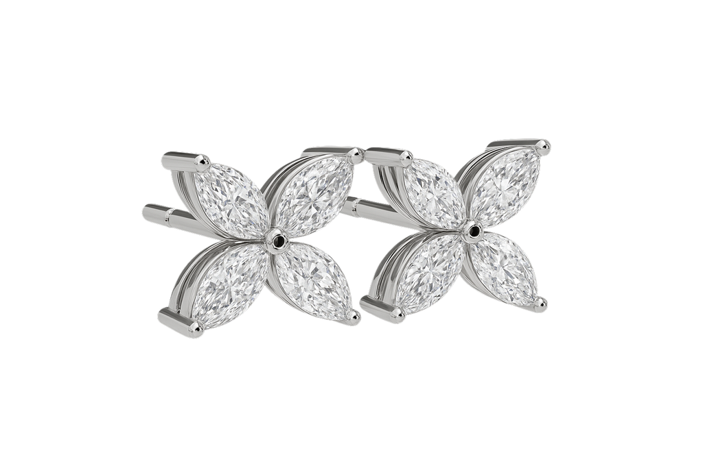 1.00ct Lab Grown Marquise Diamond Flower Studs