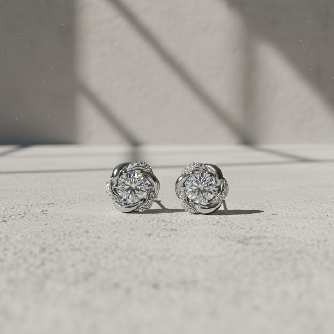 1 CT Twist Floral Lab Grown Diamond Earrings