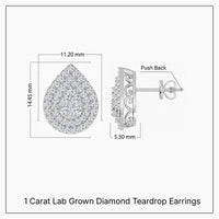 Pendiente de botón con diamantes cultivados en laboratorio de 2,00 ct