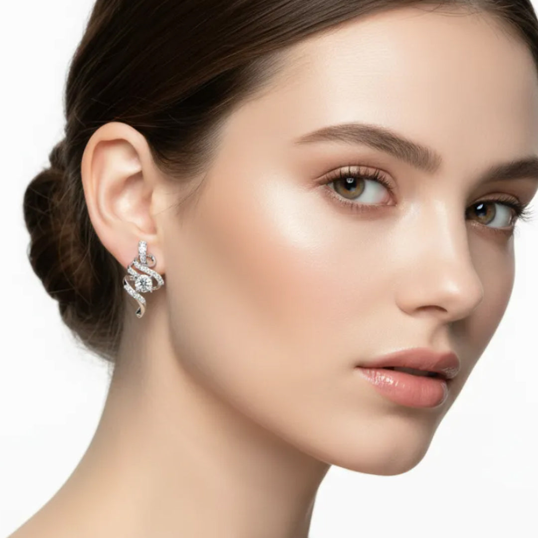 1.00 Carat Lab Grown Diamond Artistic Swirl Earrings