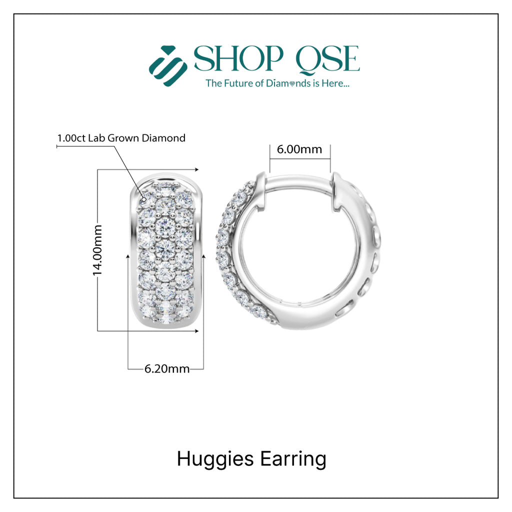 1.00ct Lab Grown Diamond Huggies Earrings