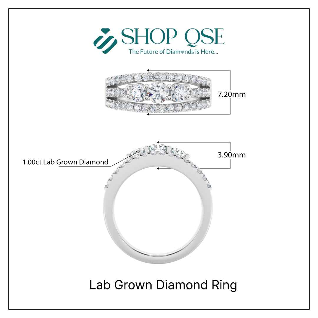 Anillo de diamantes cultivados en laboratorio de 1,00 ct