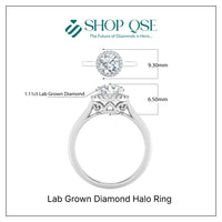 IGI 1.11ct Lab Grown Diamond Halo Ring