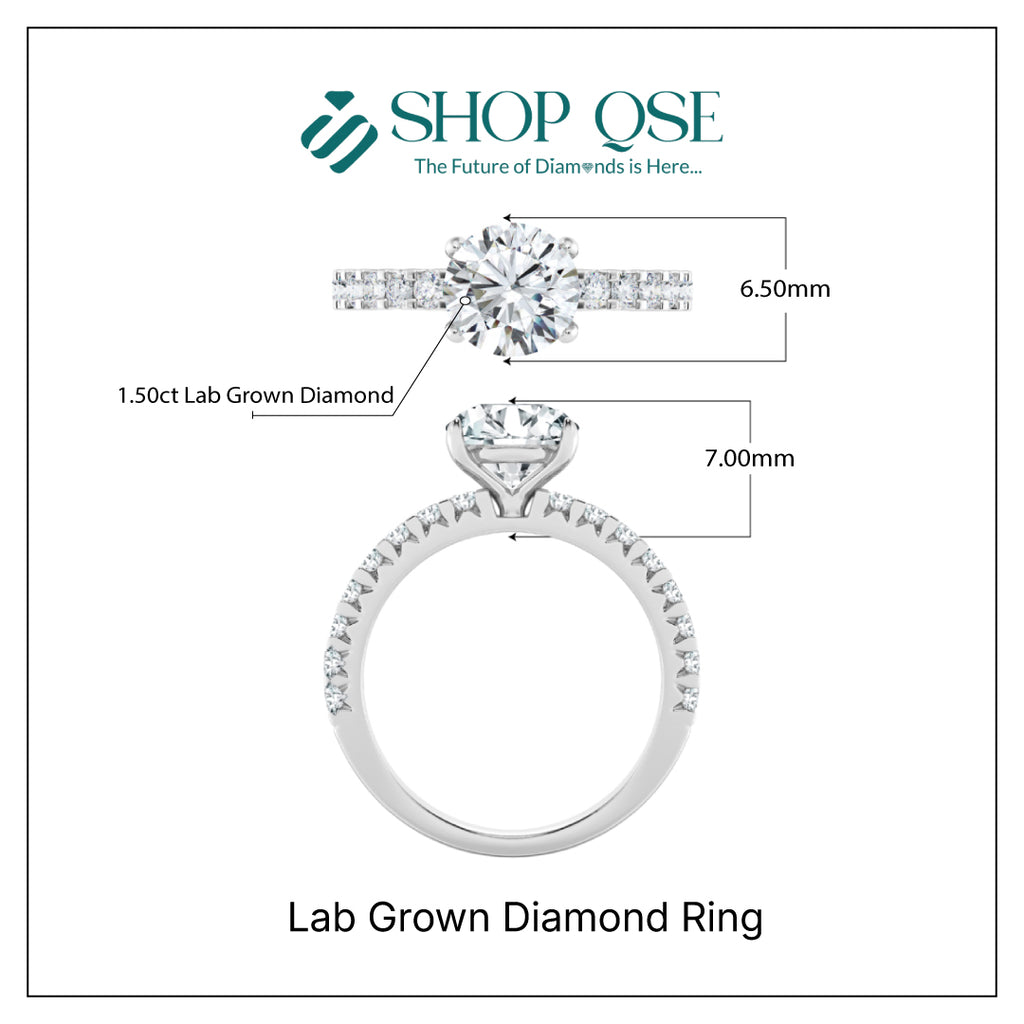 Anillo de diamantes cultivados en laboratorio de 1,50 ct 