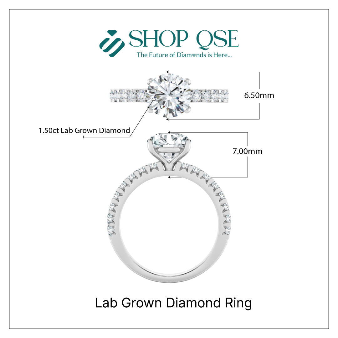 Anillo de diamantes cultivados en laboratorio de 1,50 ct 