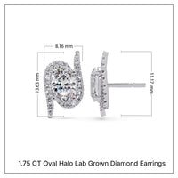 1.75 CT Oval Halo Lab Grown Diamond Earrings