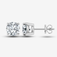 Lab Grown Diamond Solitaire Stud Earrings Push Back in 925 Silver (1.00CT-2.00CT)