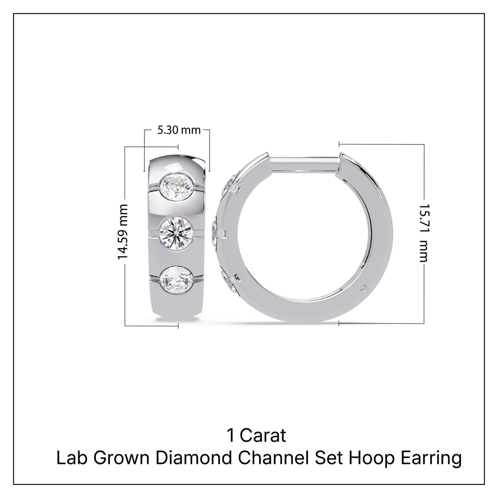 1 Carat Lab Grown Diamond Channel Set Hoop Earrings