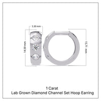 1 Carat Lab Grown Diamond Channel Set Hoop Earrings