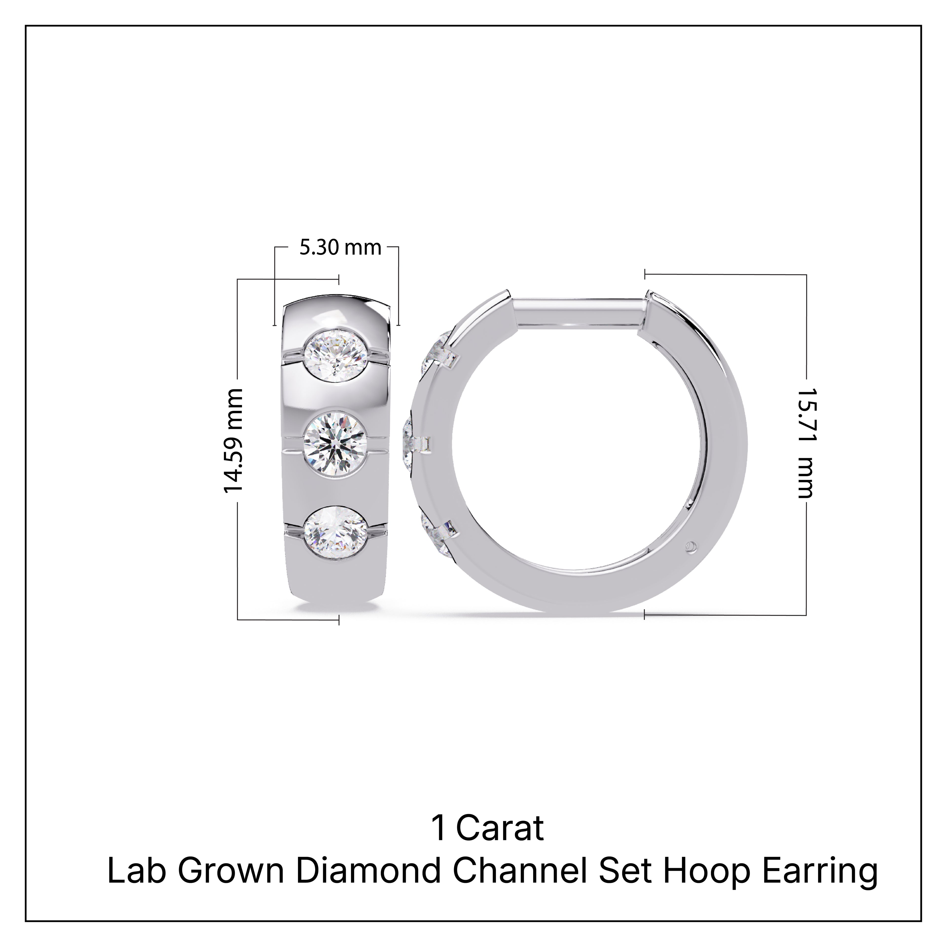 1 Carat Lab Grown Diamond Channel Set Hoop Earrings