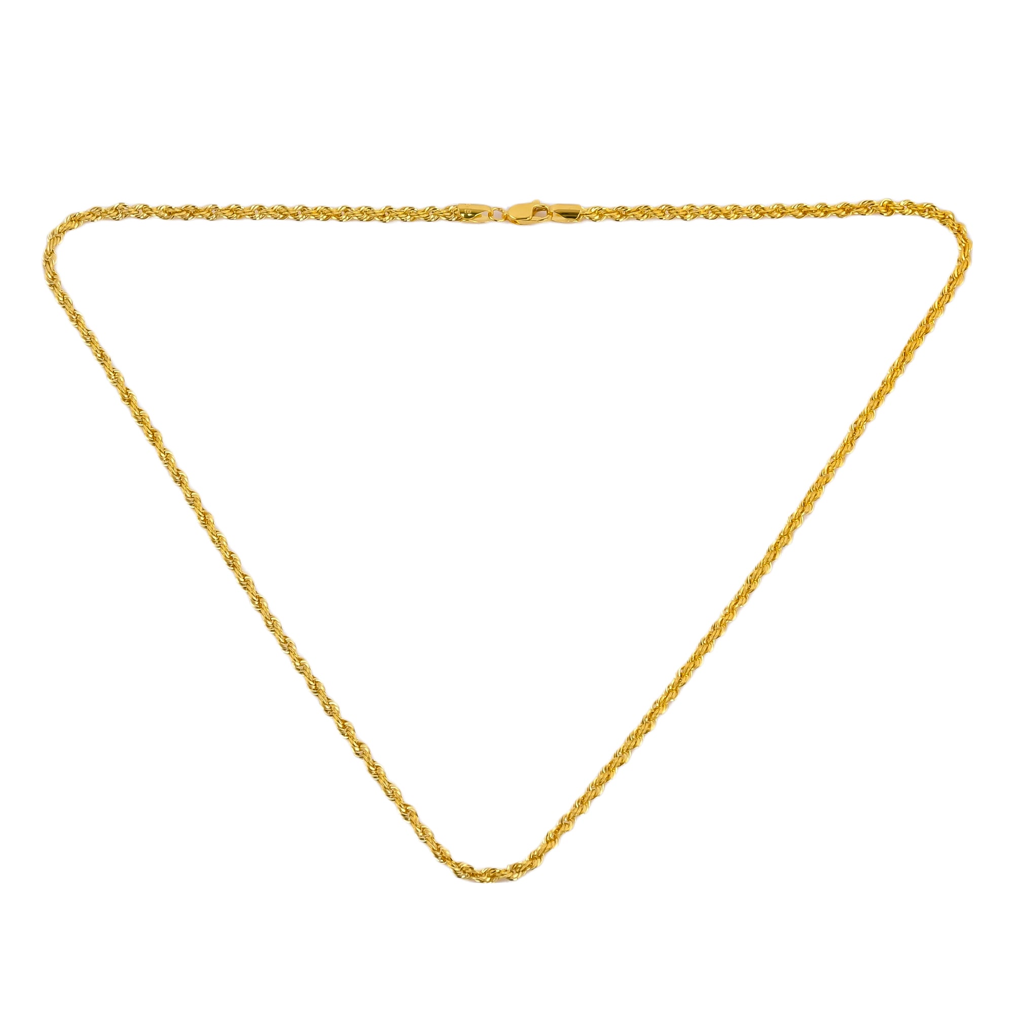 Yellow Gold Diamond Cut Radiant Rope Chain Necklace