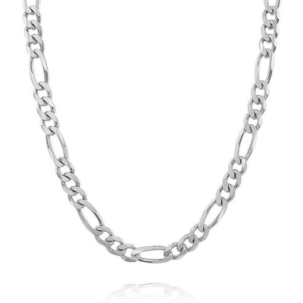 925 Sterling Silver Figaro Chain Necklace 5MM & 7MM
