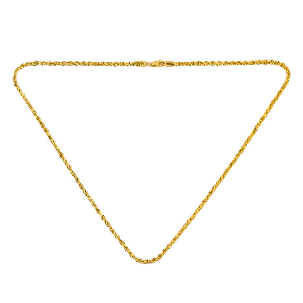 10k Yellow Gold 24'' 3mm Diamond Cut Rope Chain Necklace 5.2gm