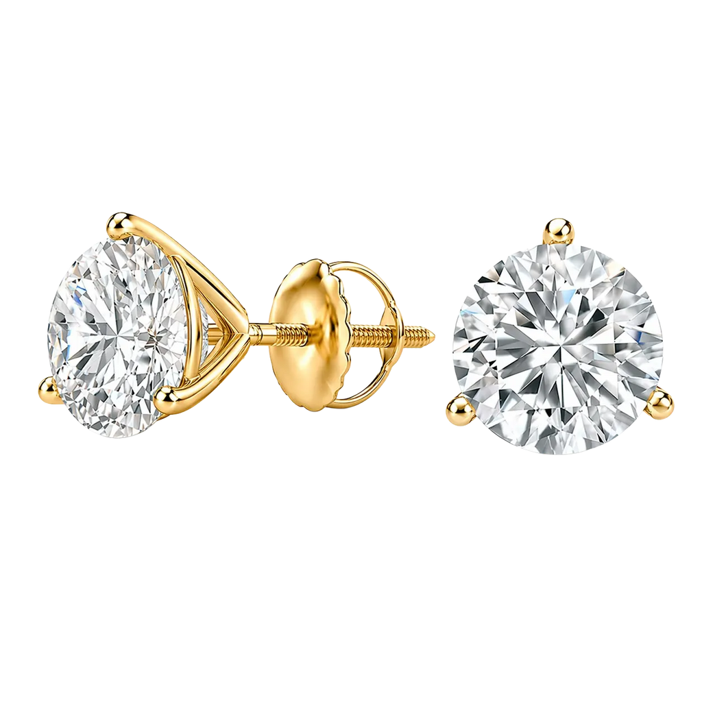 2 Carat Martini 3-Prong Lab Grown Diamond Stud Earrings