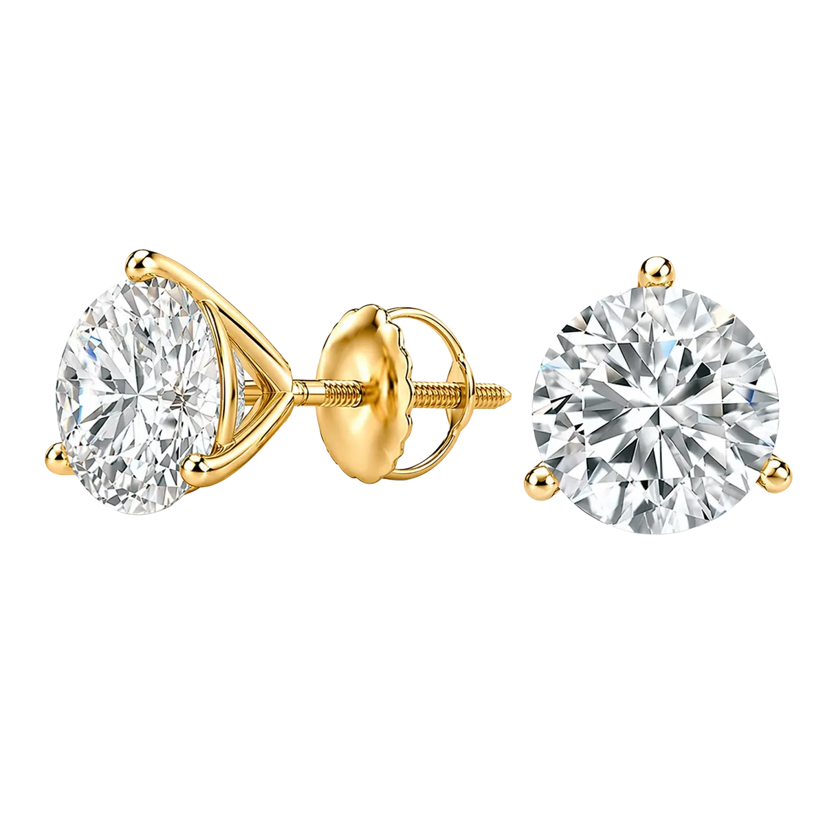 2 Carat Martini 3-Prong Lab Grown Diamond Stud Earrings