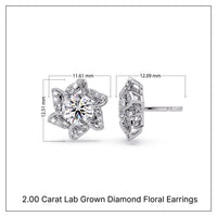 2.00 Carat Lab Grown Diamond Floral Earrings