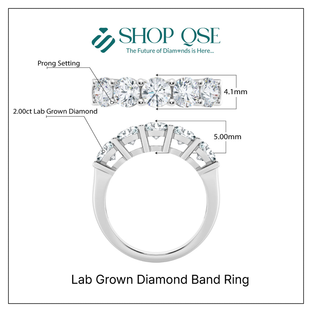 Anillo de banda con diamantes cultivados en laboratorio de 2,00 ct