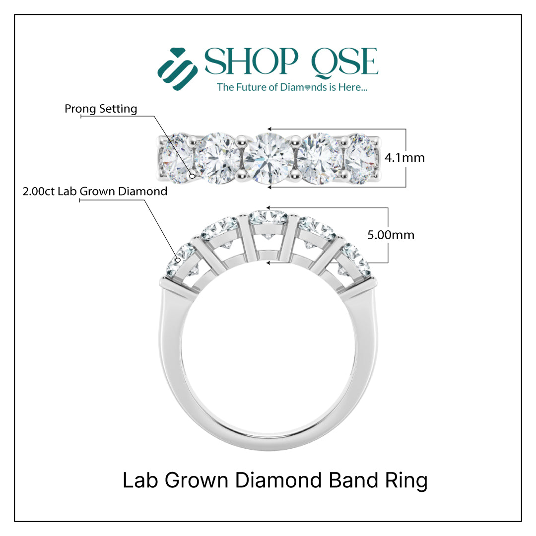 Anillo de banda con diamantes cultivados en laboratorio de 2,00 ct