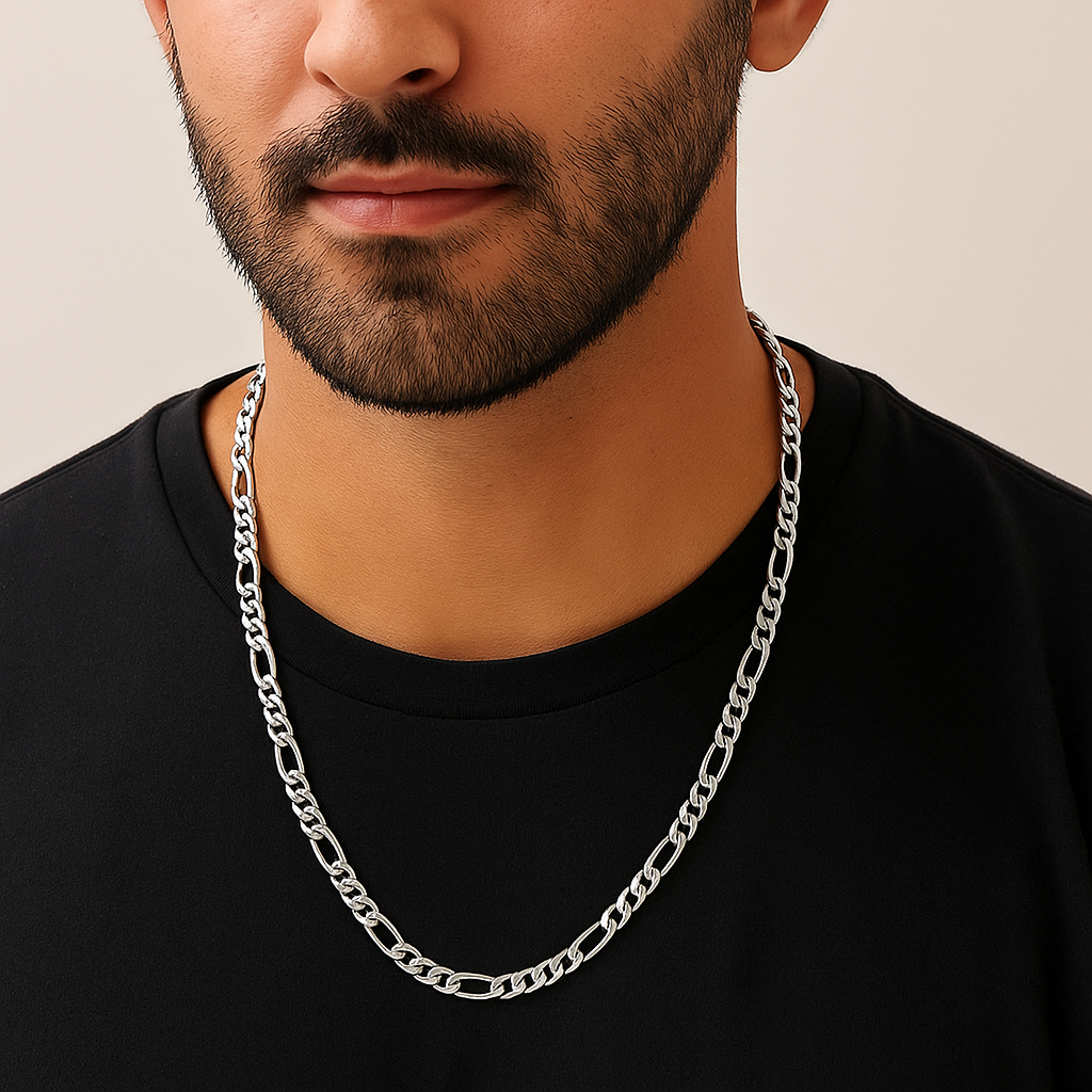 925 Sterling Silver Figaro Chain Necklace 5MM & 7MM