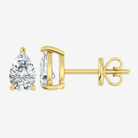 Pendientes de solitario en forma de pera con diamantes cultivados en laboratorio (1-2 ct)