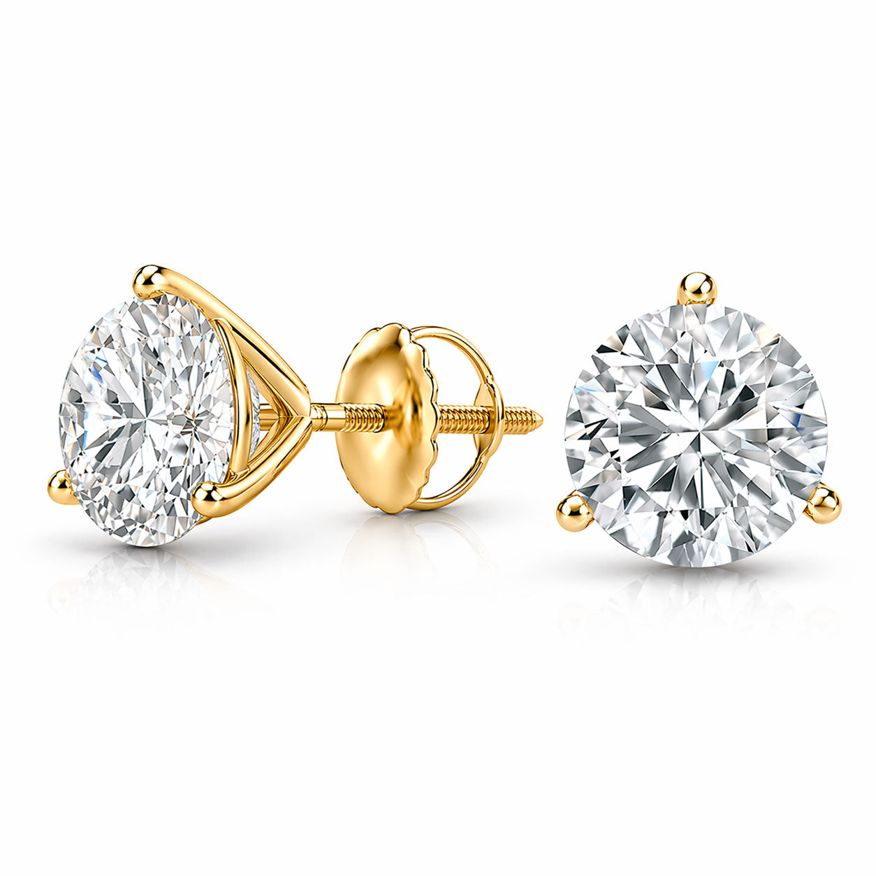 2 Carat Martini 3-Prong Lab Grown Diamond Stud Earrings