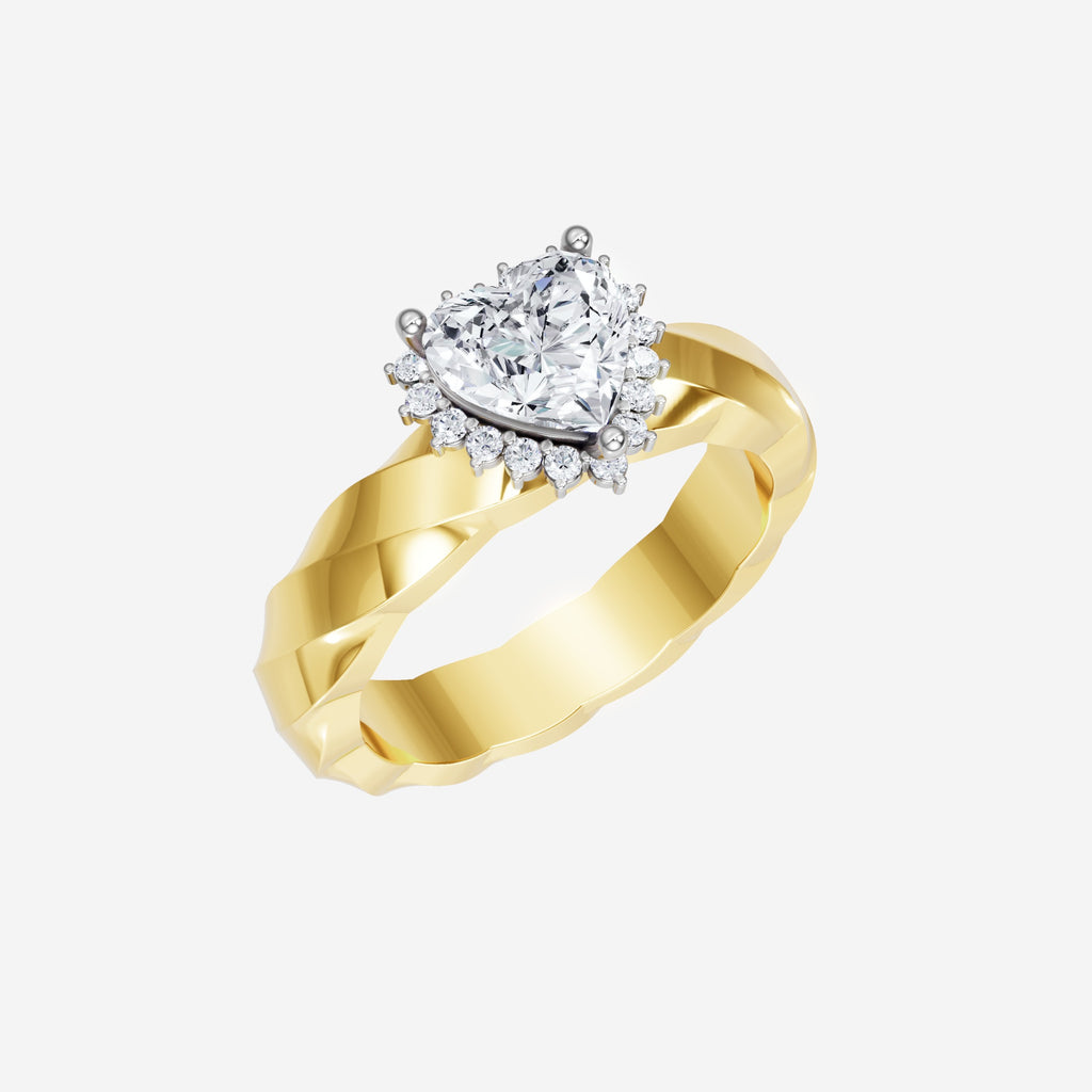 2CT Heart Spark Single Halo Lab Grown Diamond Ring
