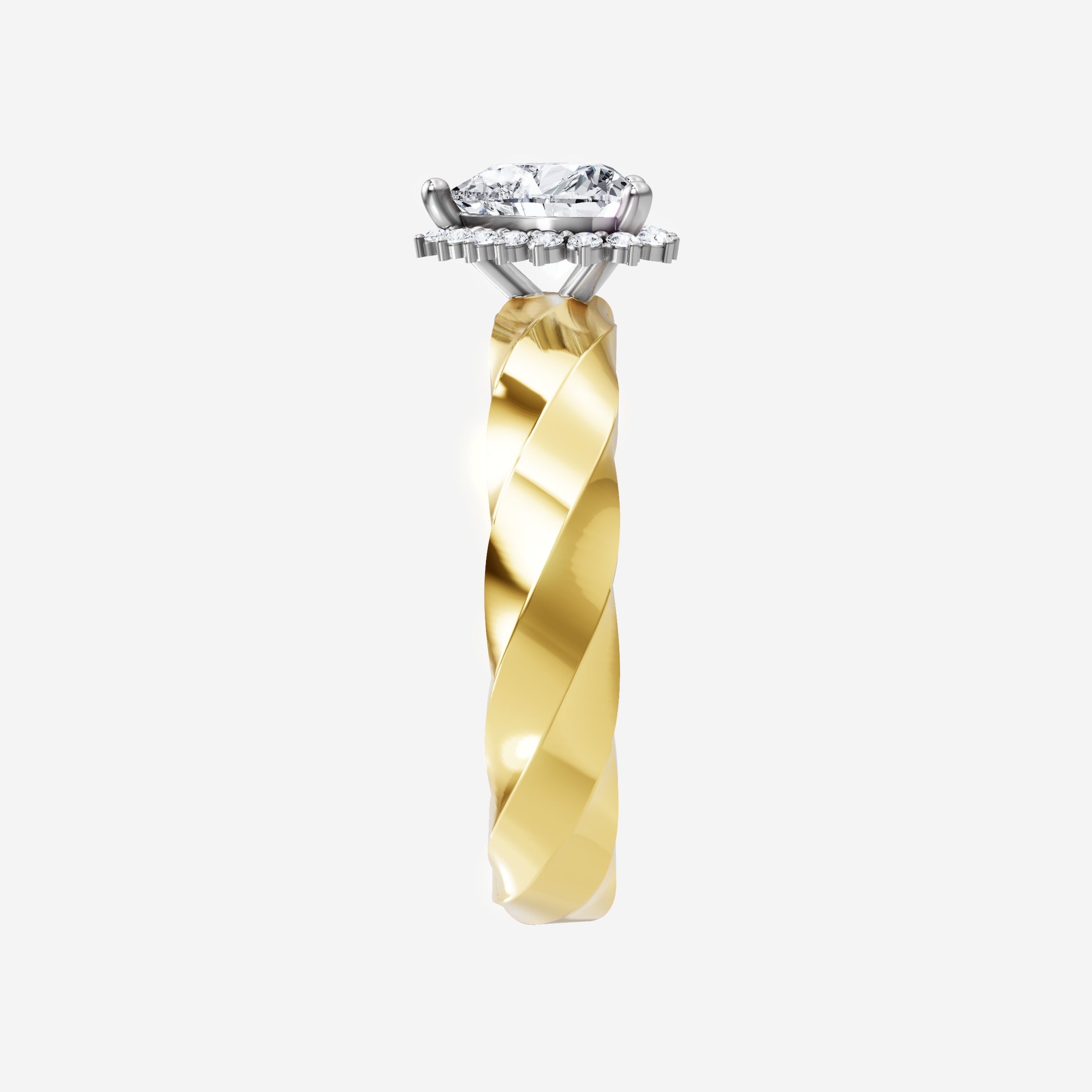 2CT Heart Spark Single Halo Lab Grown Diamond Ring