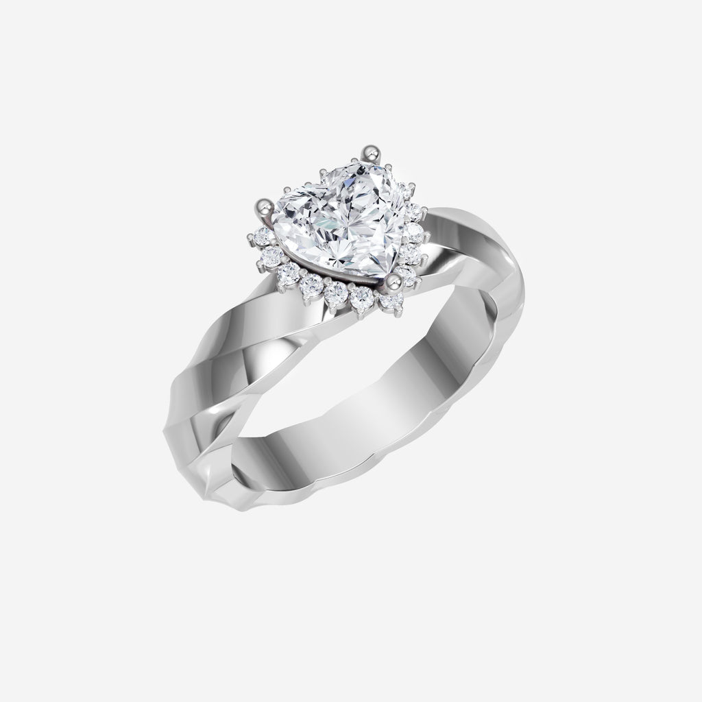 2CT Heart Spark Single Halo Lab Grown Diamond Ring