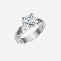 2CT Heart Spark Single Halo Lab Grown Diamond Ring