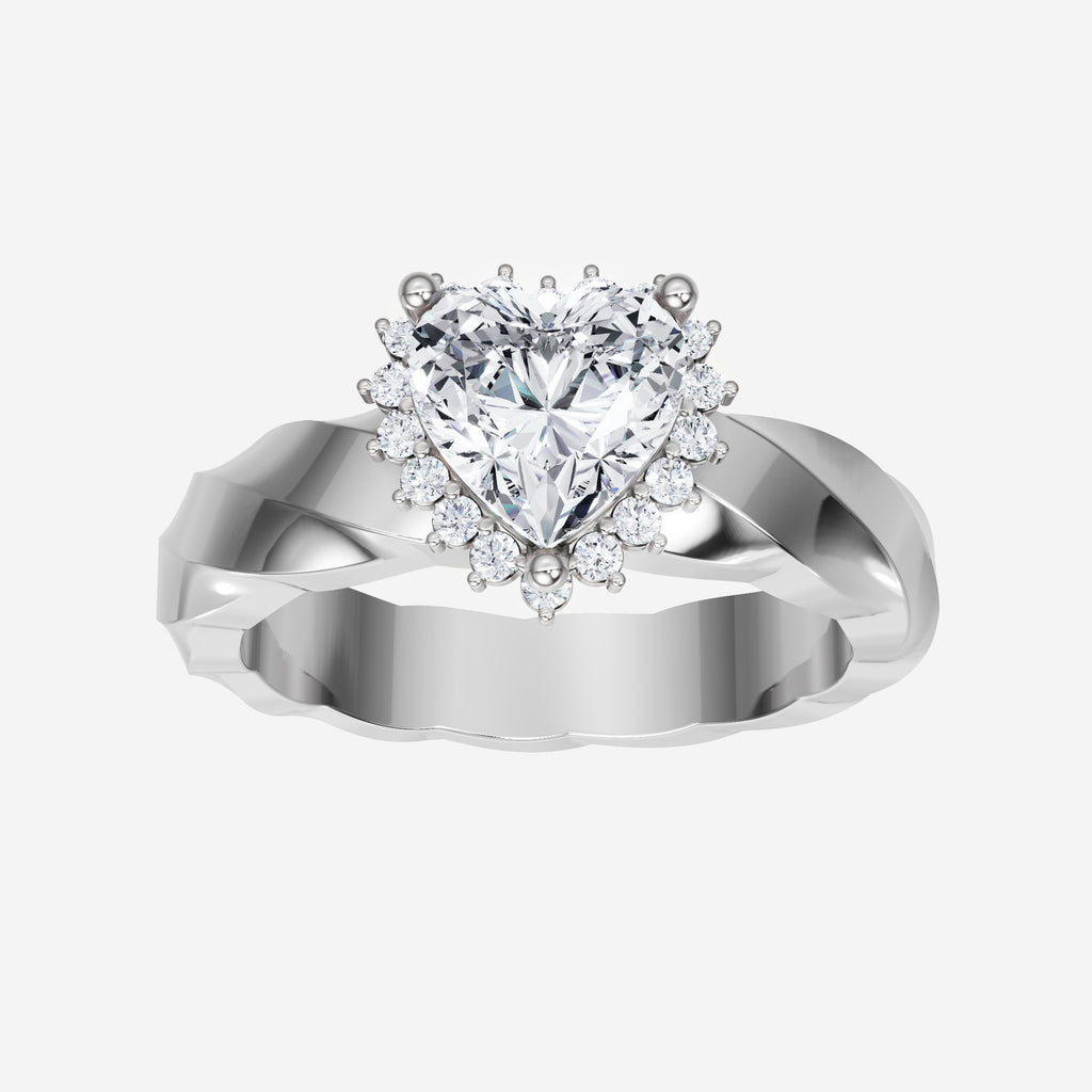 2CT Heart Spark Single Halo Lab Grown Diamond Ring