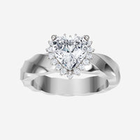 2CT Heart Spark Single Halo Lab Grown Diamond Ring