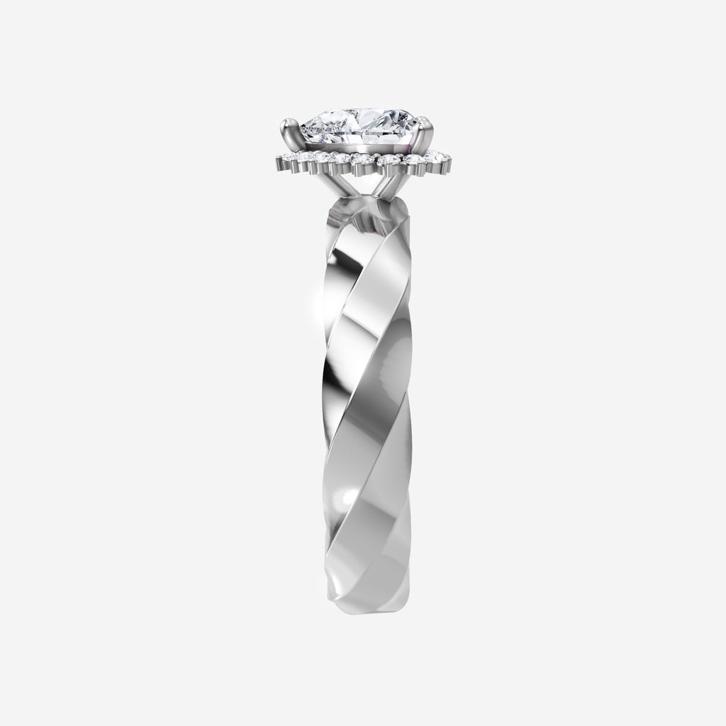 2CT Heart Spark Single Halo Lab Grown Diamond Ring