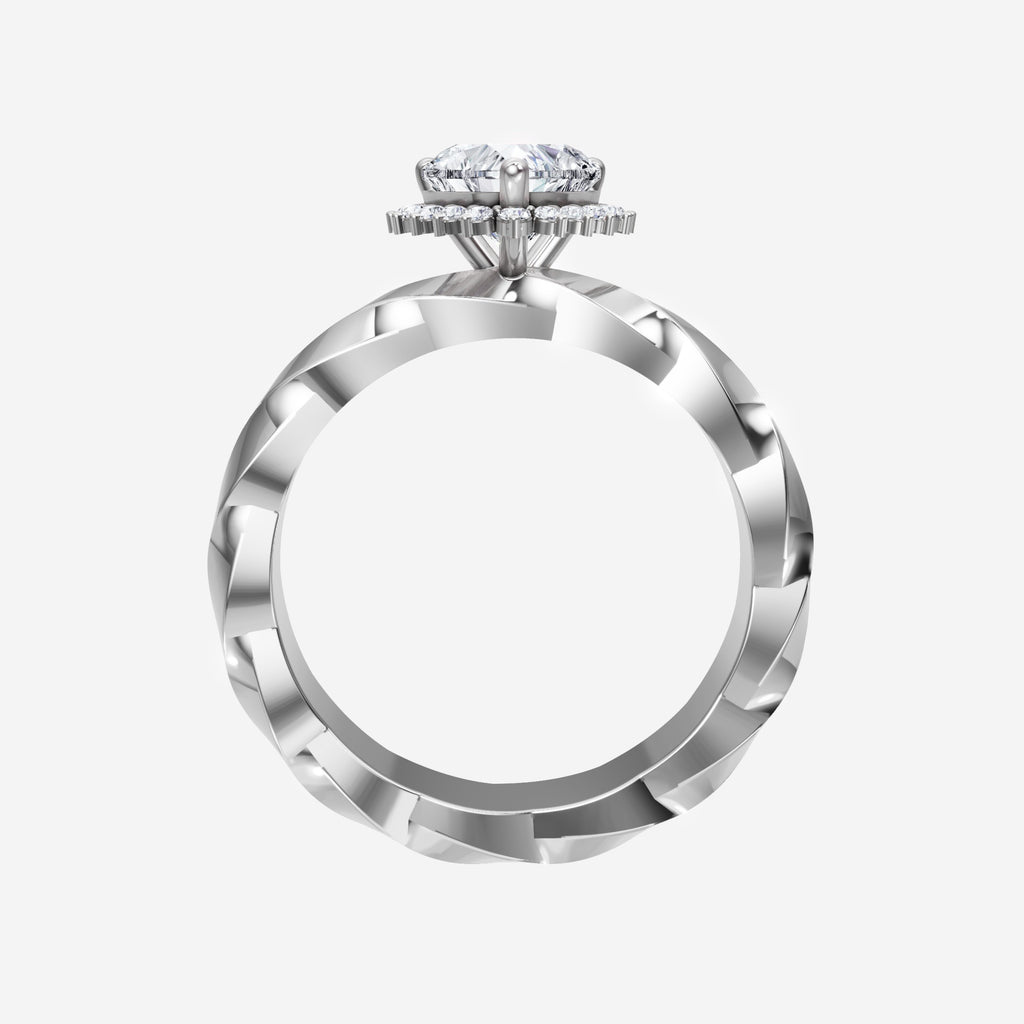 2CT Heart Spark Single Halo Lab Grown Diamond Ring