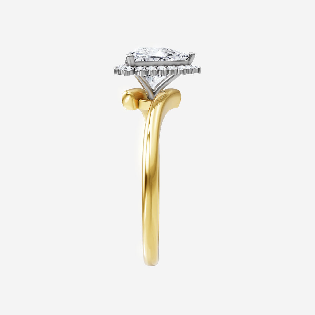 3CT Bypass Shank Diana Halo Lab Grown Diamond Ring