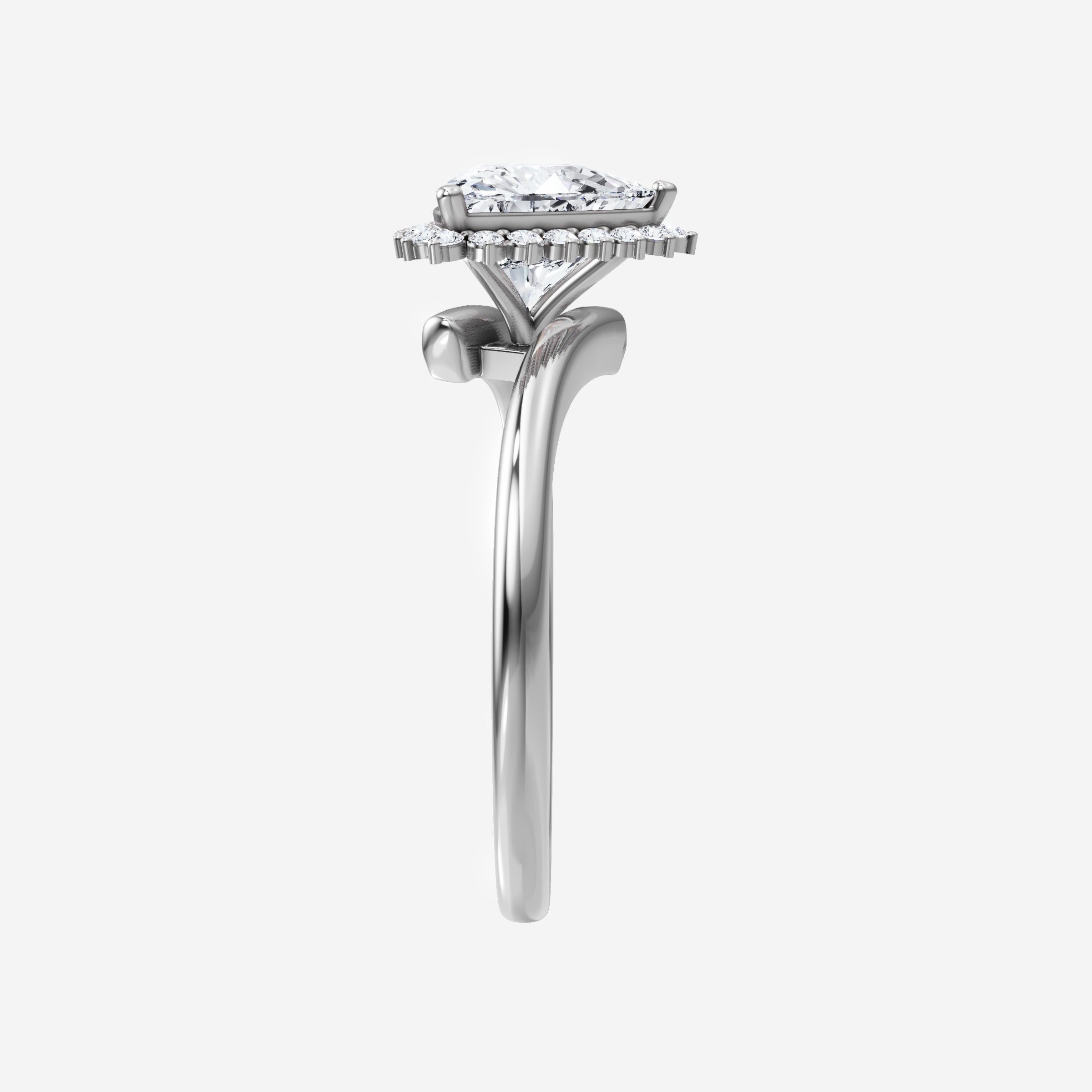 3CT Bypass Shank Diana Halo Lab Grown Diamond Ring