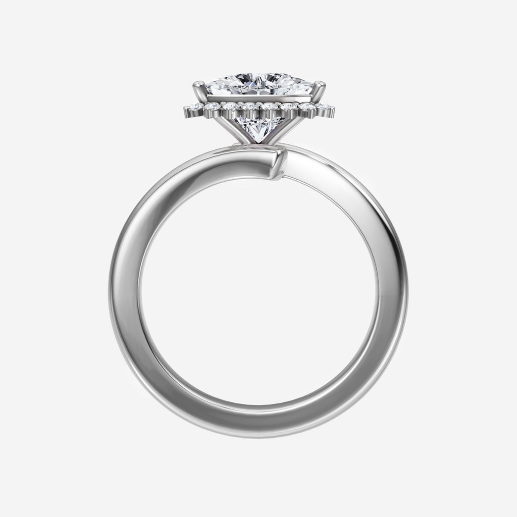 3CT Bypass Shank Diana Halo Lab Grown Diamond Ring