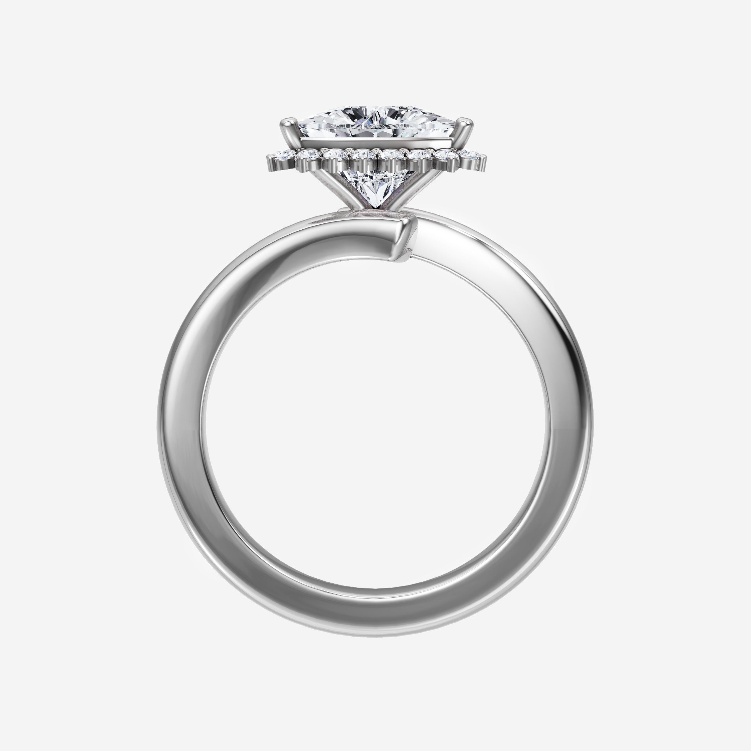3CT Bypass Shank Diana Halo Lab Grown Diamond Ring