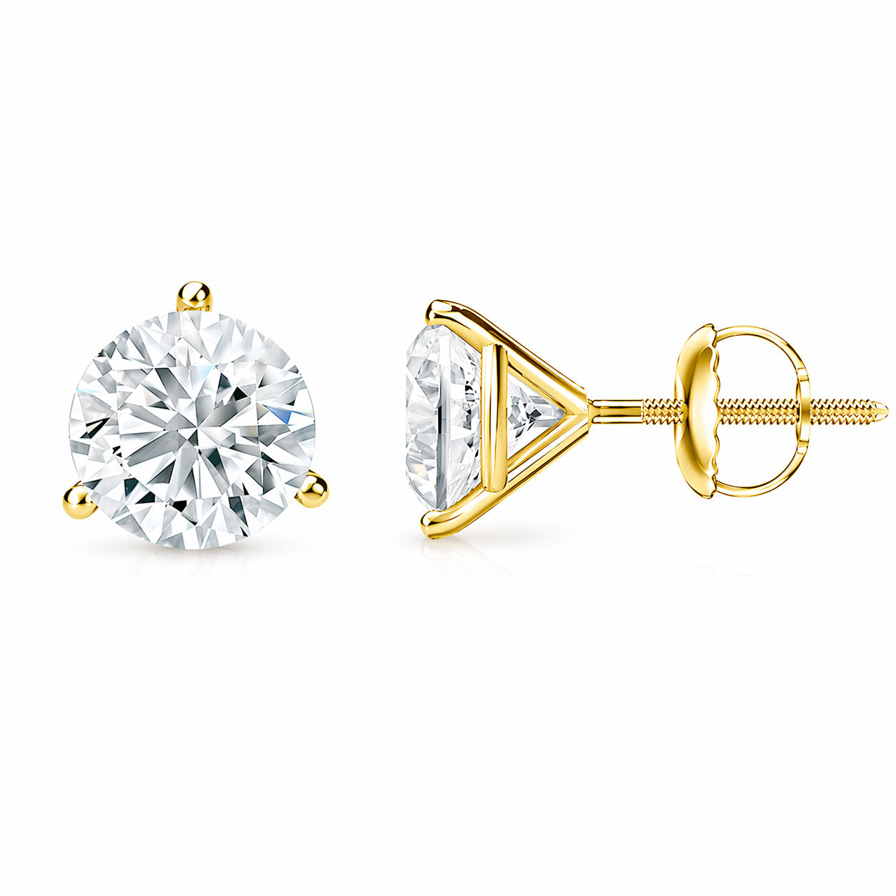2 Carat Martini 3-Prong Lab Grown Diamond Stud Earrings