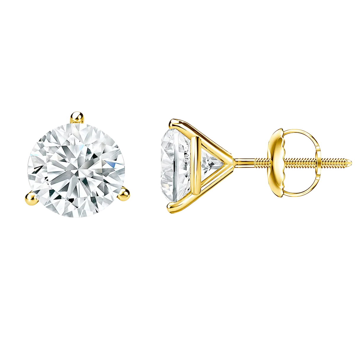 2 Carat Martini 3-Prong Lab Grown Diamond Stud Earrings