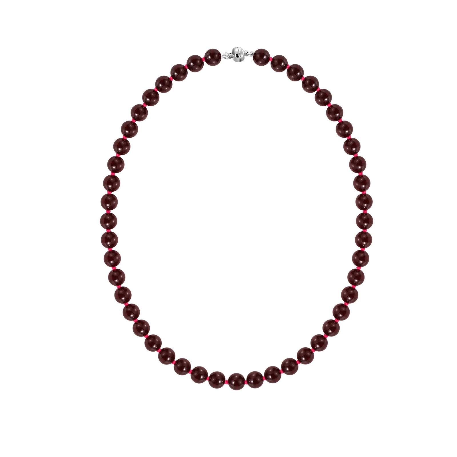Red Garnet Necklace with Round Beads