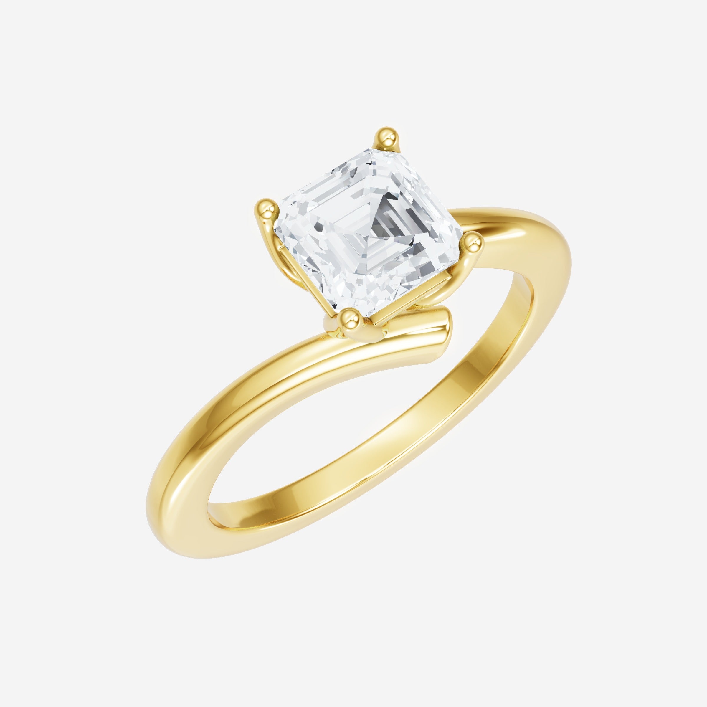 Asscher Vintage Flower Lab Grown Diamond Ring
