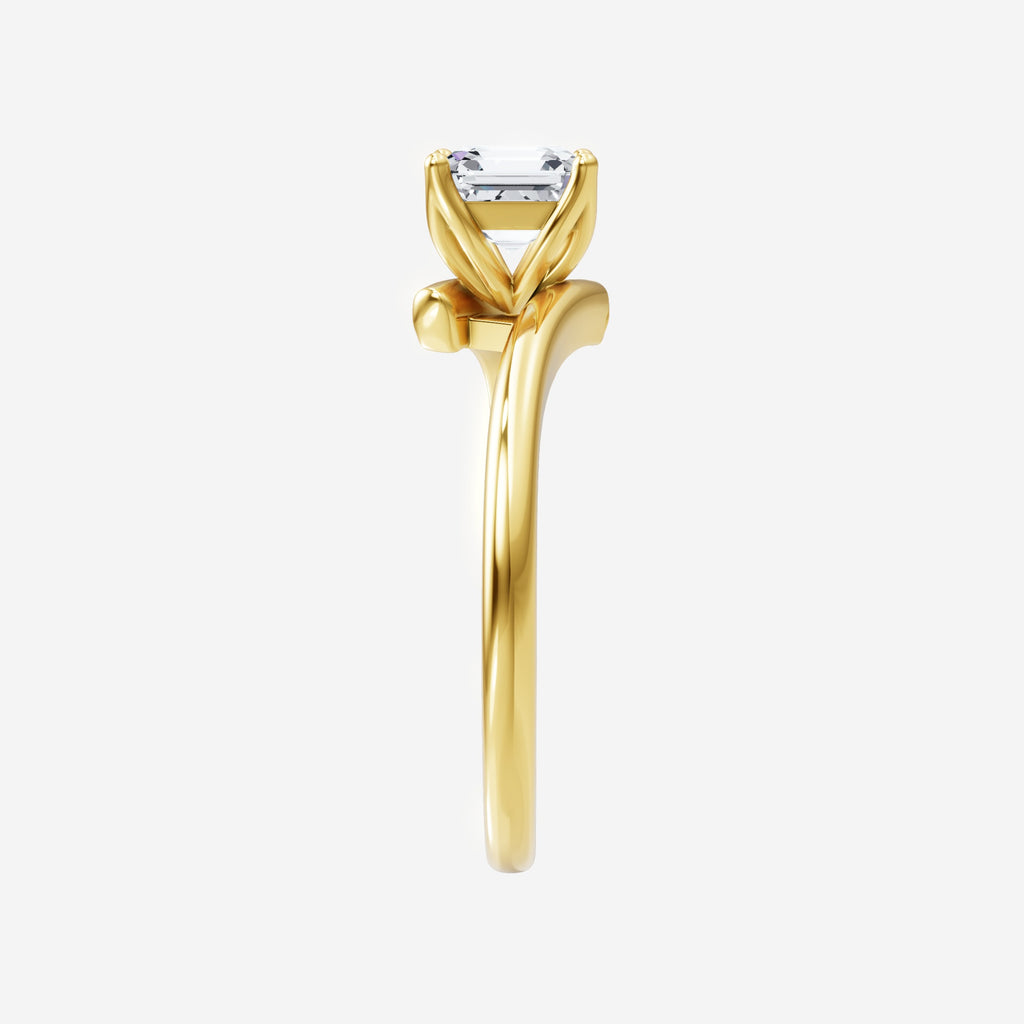 Asscher Vintage Flower Lab Grown Diamond Ring