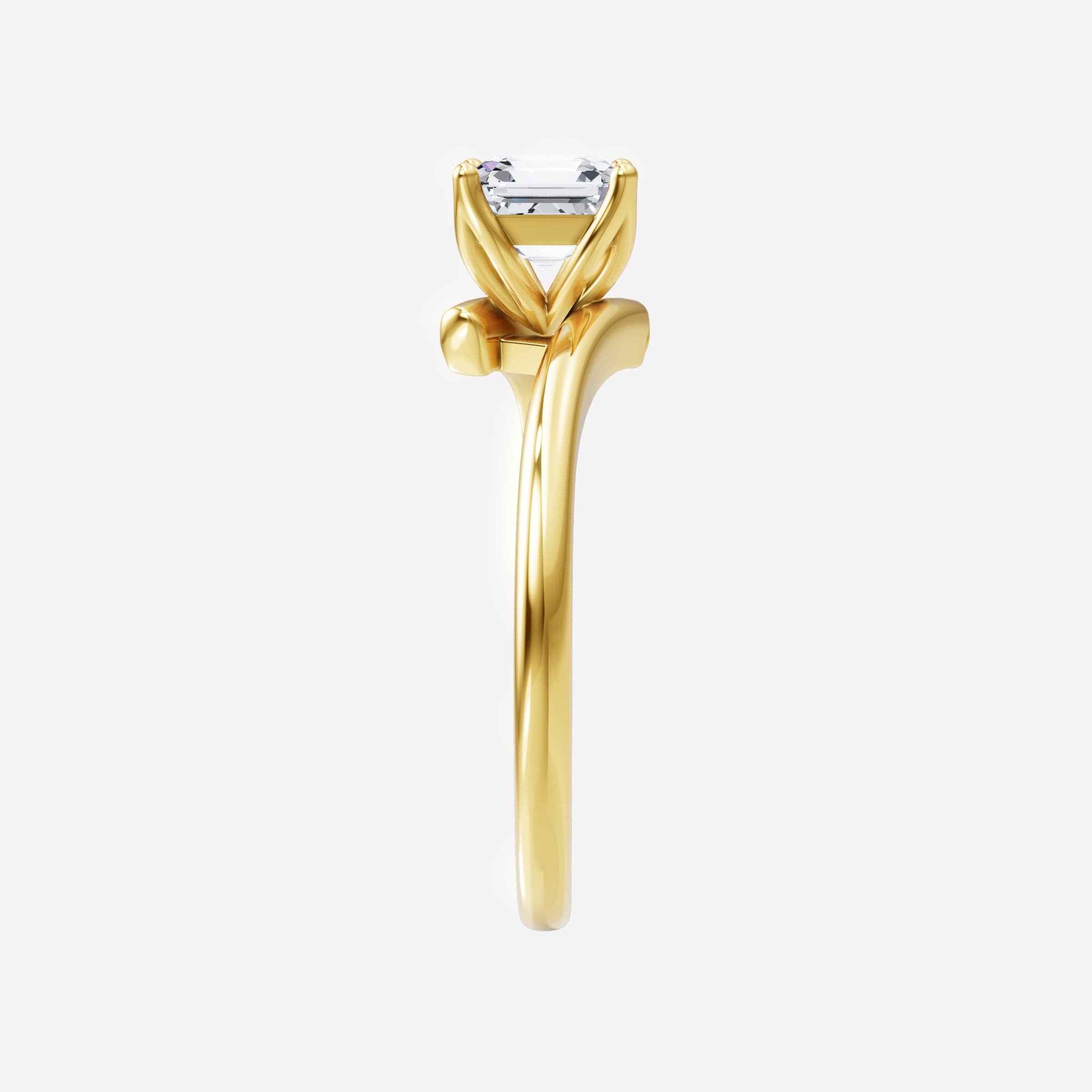 Asscher Vintage Flower Lab Grown Diamond Ring